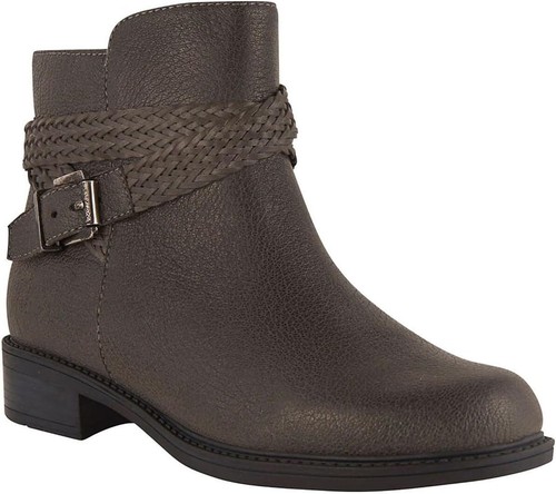 Pre-owned David Tate Womens Skip Zipper Buckle Booties In Brown Pebble