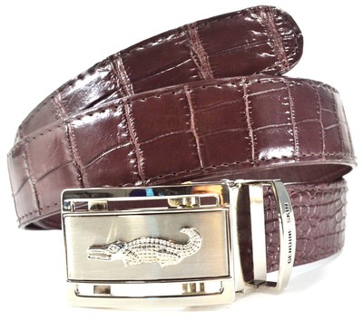 100% big belly skin genuine crocodile leather mens belt dark