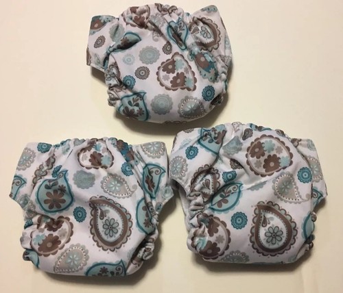 Lot of 3 Blueberry Newborn Basix Diapers - Snaps - VGUC