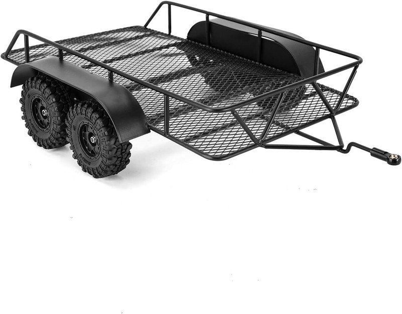 INJORA RC Trailer for Hauling Behind Car - Metal Hitch Mount Trailer for 1/18...