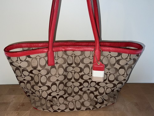 COACHバッグ Coach 23465 Signature Canvas Weekend Zip Top Tote Bag Purse