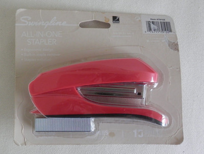 Swingline All In One Stapler, Staples, Built in Remover , 15 Sheets, New, Red