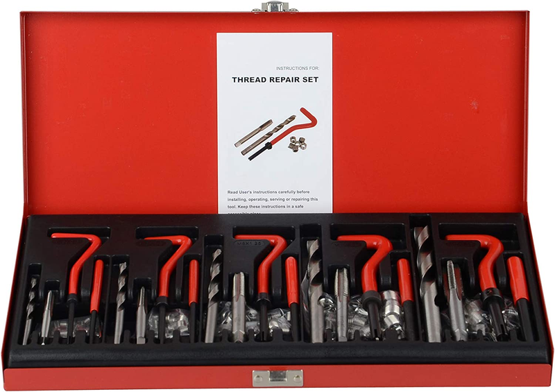 131Pc Thread Repair Kit, HSS Drill Helicoil Repair Kit Metric M5 M6 M8 M10 M12