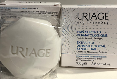 2X Uriage Ultra-Rich Dermatological Syndet Bar 100g Cleanses, Nourish, Protects