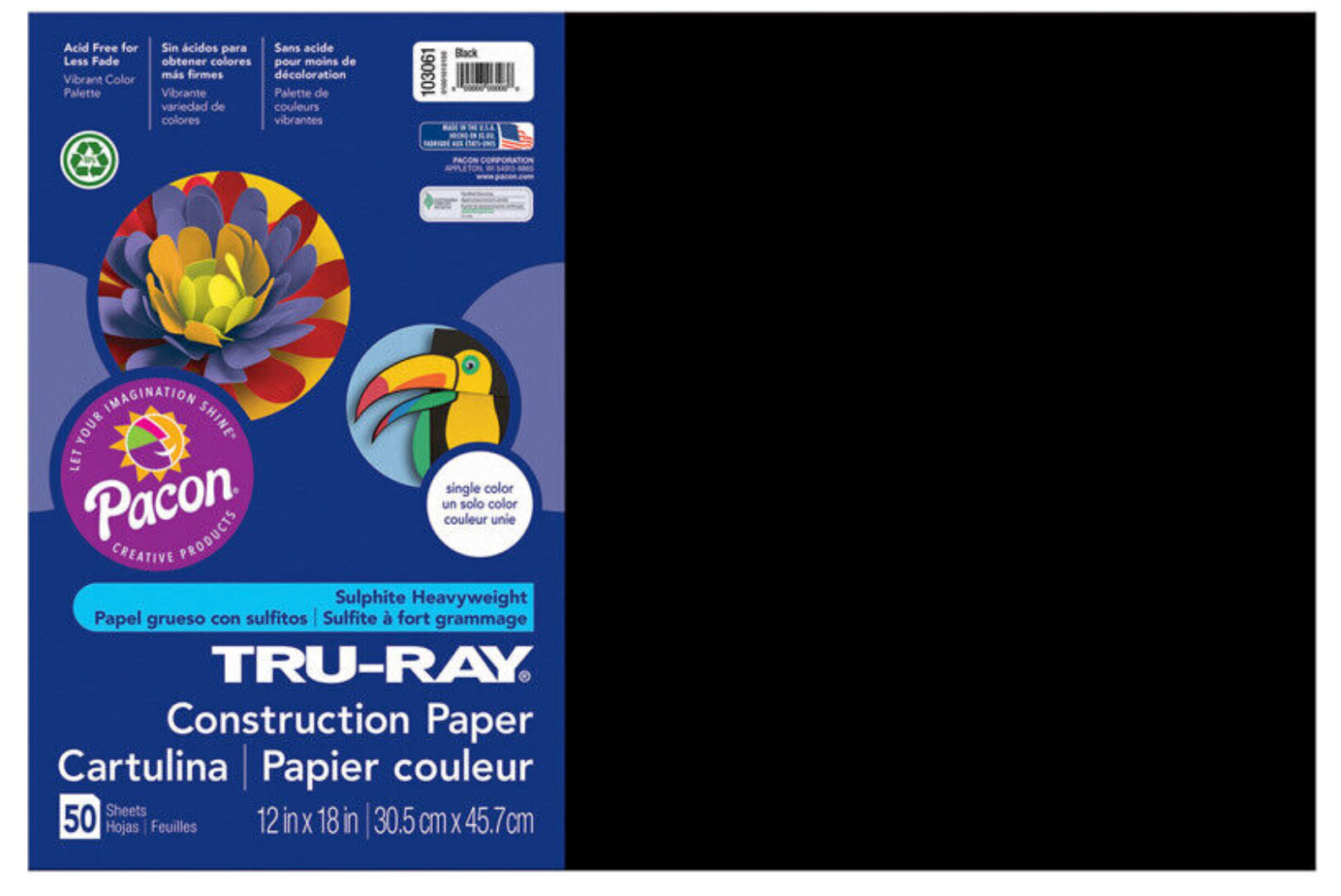 Tru-Ray Construction Paper, Black, 12