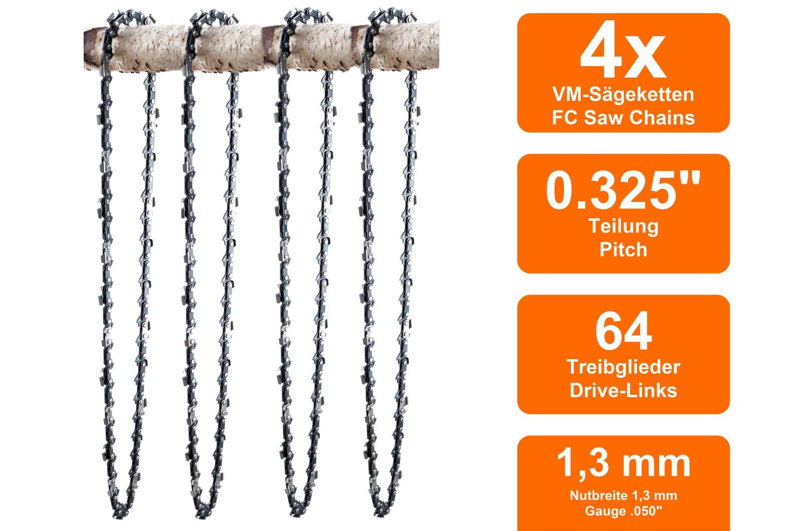 SECURA Sägeketten Set Für Stiga SP 426 – 2 Ketten, 38 Cm, 0.325 Teilung, 64 Treibglieder