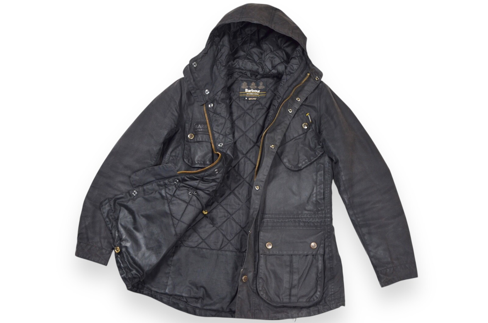 Barbour INTERNATIONAL ジャケット 36サイズ 黒 Women's Barbour International Waxed Jacket Black Size UK 12