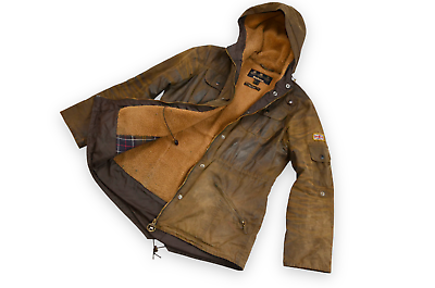 Women s Barbour Winter Force Parka Waxed Jacket Olive England Size 12