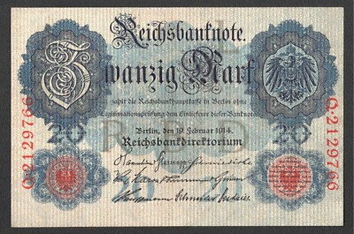 DEU- 41b)   alt: Ro. 47b) - Reichsbanknote, Berlin; 20 Mark vom 19.2.1914; L/Q