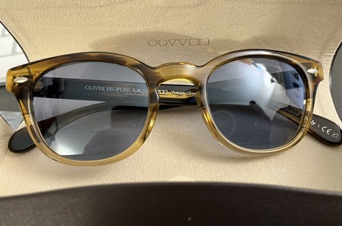 Pre-owned Oliver Peoples Keenan 51mm Polarized Sun In 362 Horn Ov5418su Msrp$532 Rarefind In Canarywood Cobalto