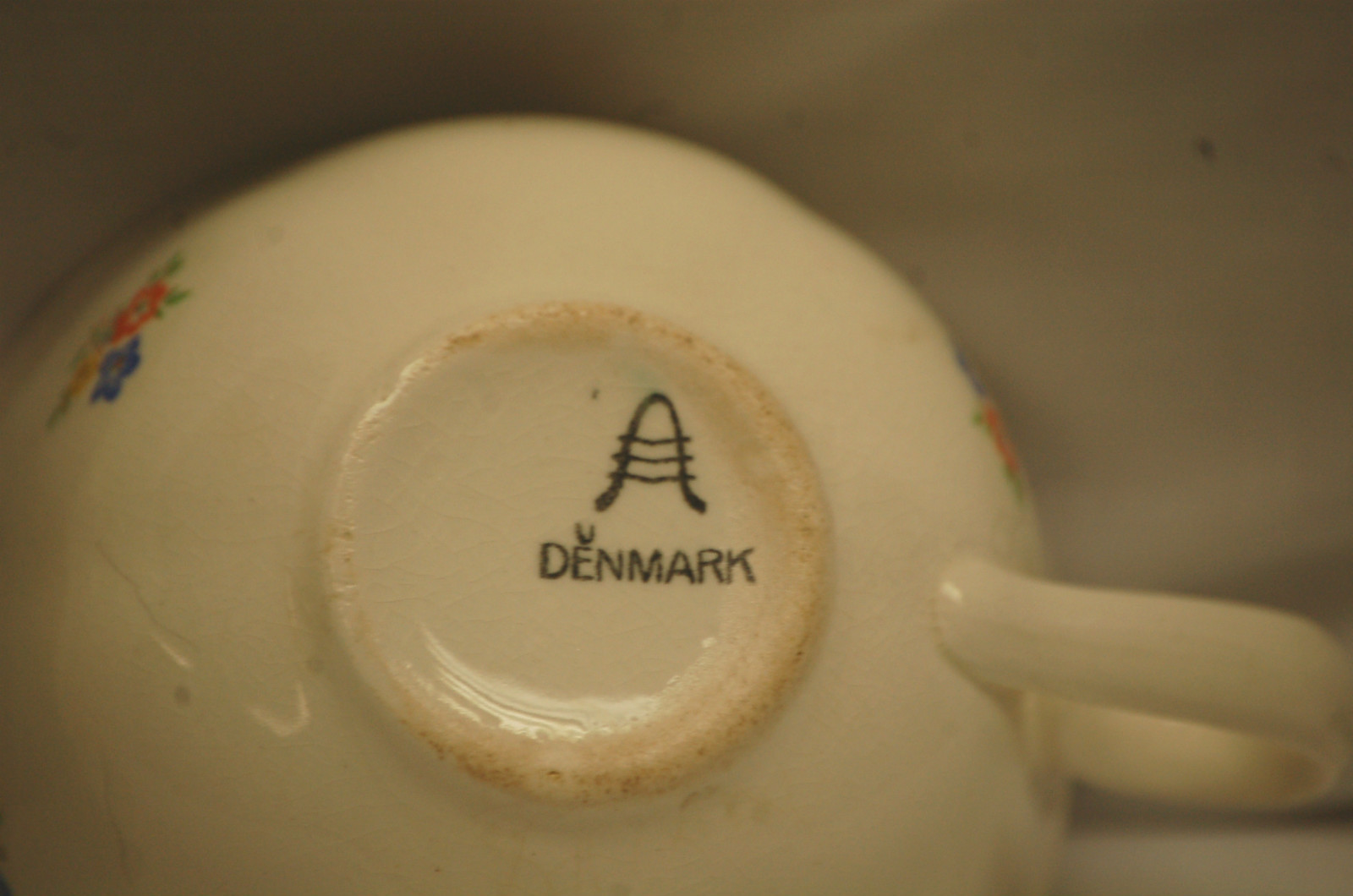 Old Vintage Cup & Saucer Set w Flower Pattern Design & Gold Trim Denmark