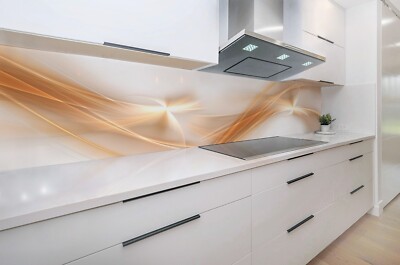 Küchenrückwand Abstrakt beige Linien modern 300cm HOCHWERTIG DIREKTdruck Amelia