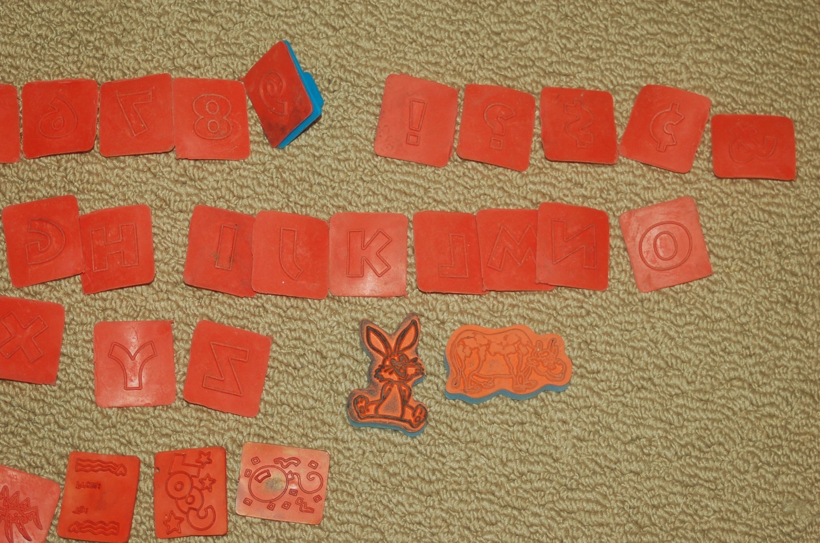 LOT of RoseArt Rubber Stamps w/ holders Alphabet - Child Fun!!