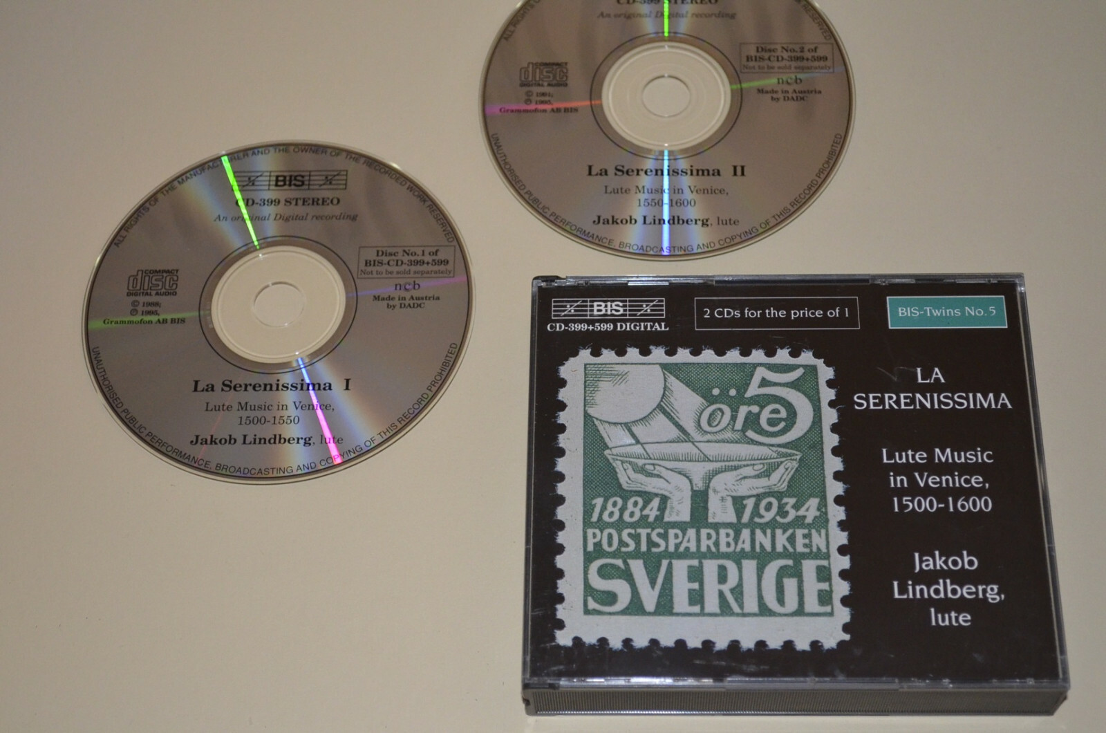 Lindberg – La Serenissima I (Lute Music In Venice 1500-1550), Austria 1988 BIS – CD-399 Lindberg – La Serenissima I (Lute Music In Venice 1500-1550), Austria 1988 BIS – CD-399
