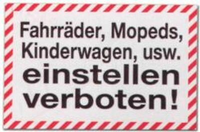 30cm Aufkleber Keine Motorrad Roller Fahrr�der Mopeds Abstellen Verboten S404