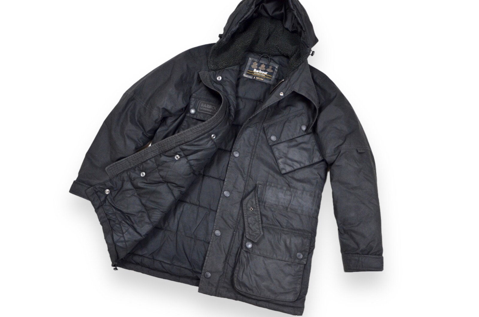 美品Barbour International Wax Jacket Barbour International Wax Cotton Button Zip Jacket Size M