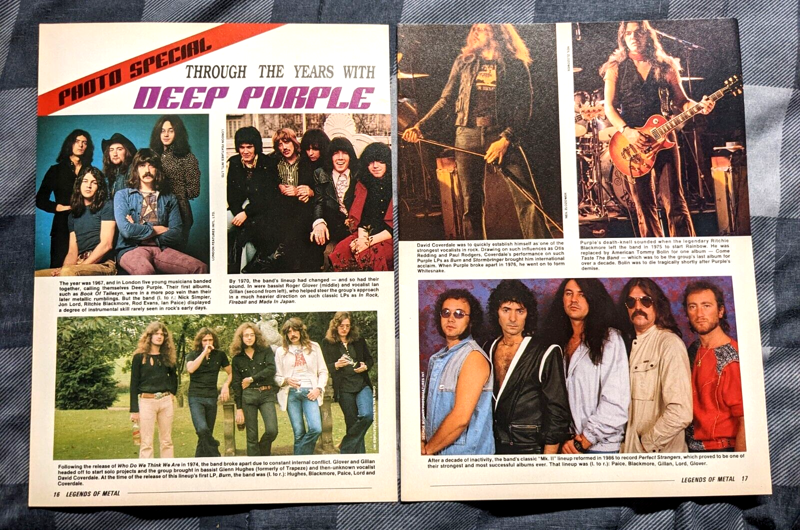 DEEP PURPLE / RITCHIE BLACKMORE / THROUGH THE YEARS MAGAZINE CENTERFOLD  POSTER