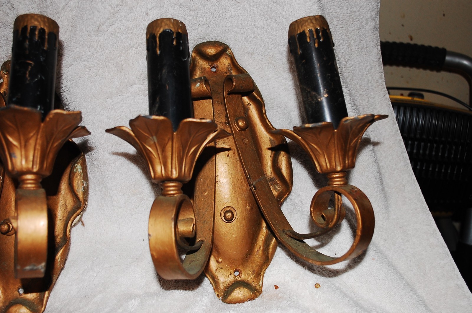 2 Vintage Cast iron and wrought iron wall sconces ornate