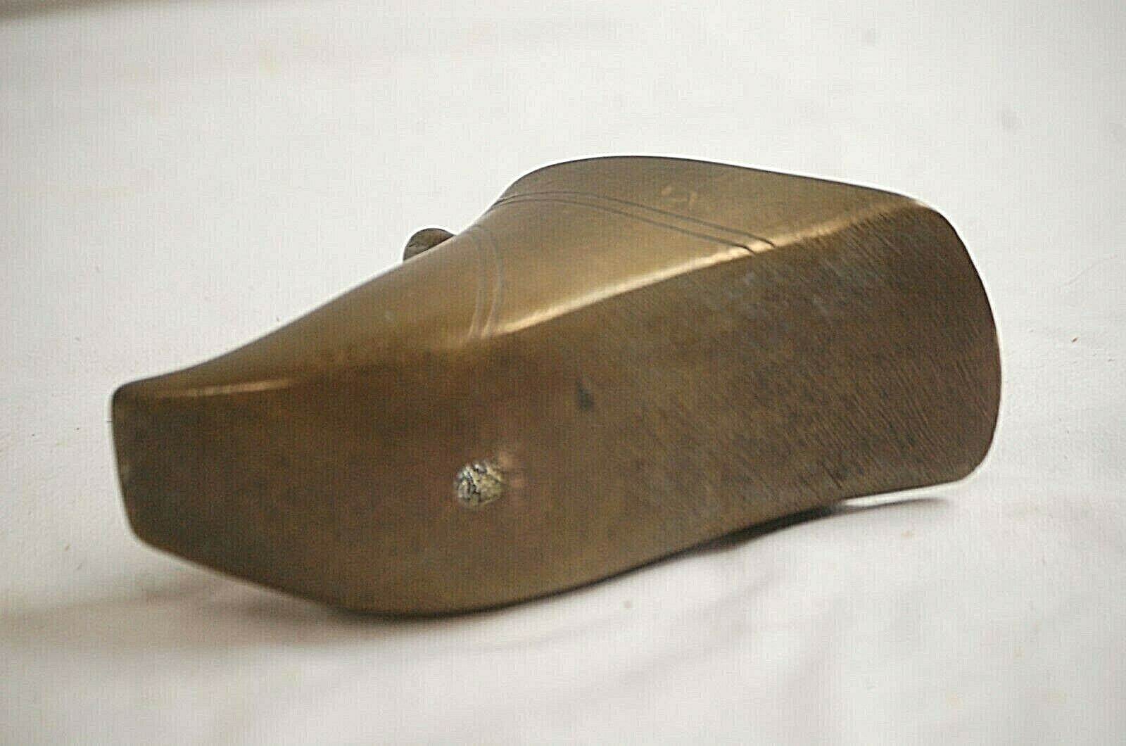 Old Vintage Antique Chinese 19th Century Brass Shoe Form Single Stirrup Armor