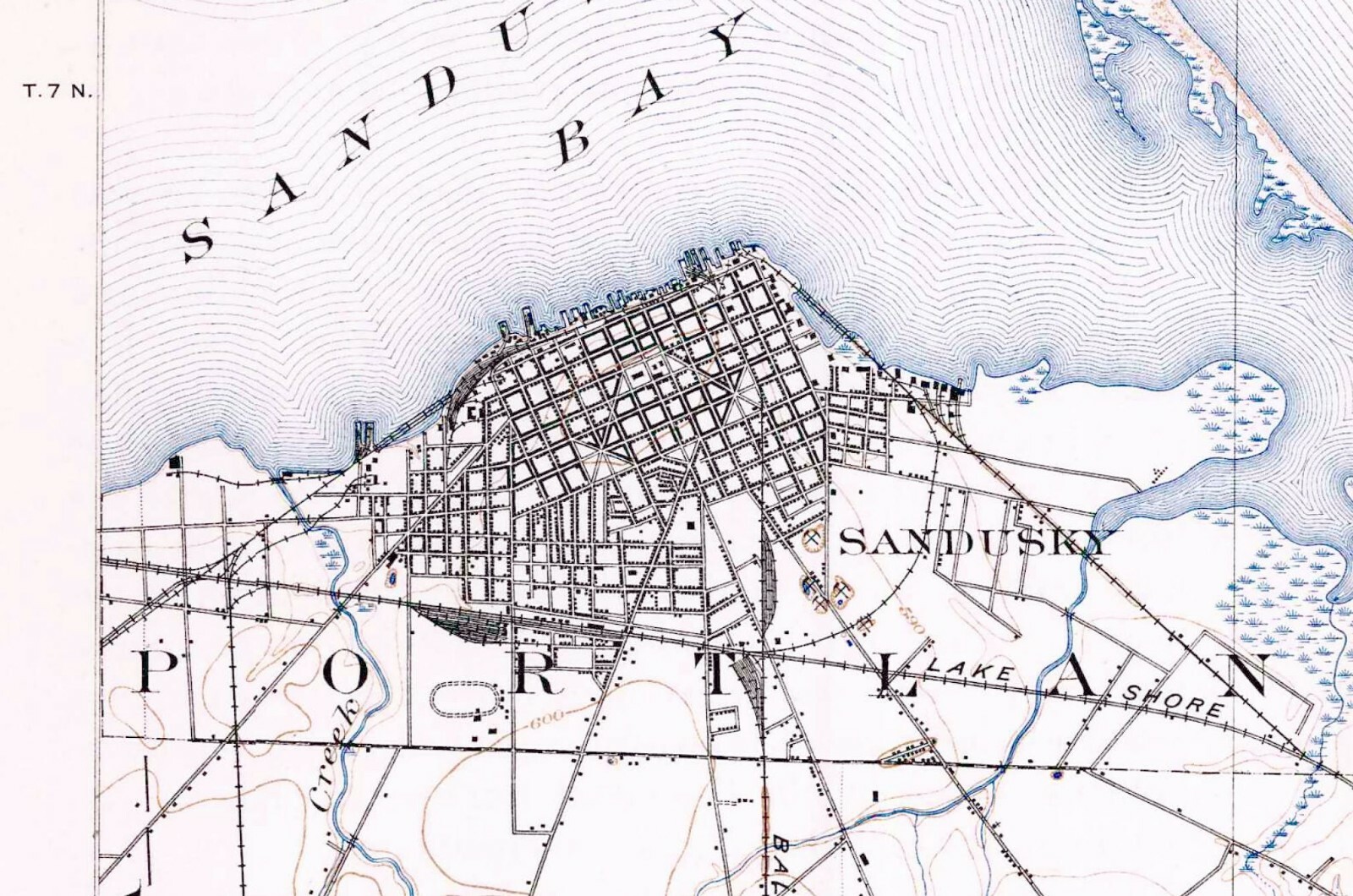 1903 Sandusky OH USGS 15' Quad Topo Map Cedar Point Huron Milan Johnson Island