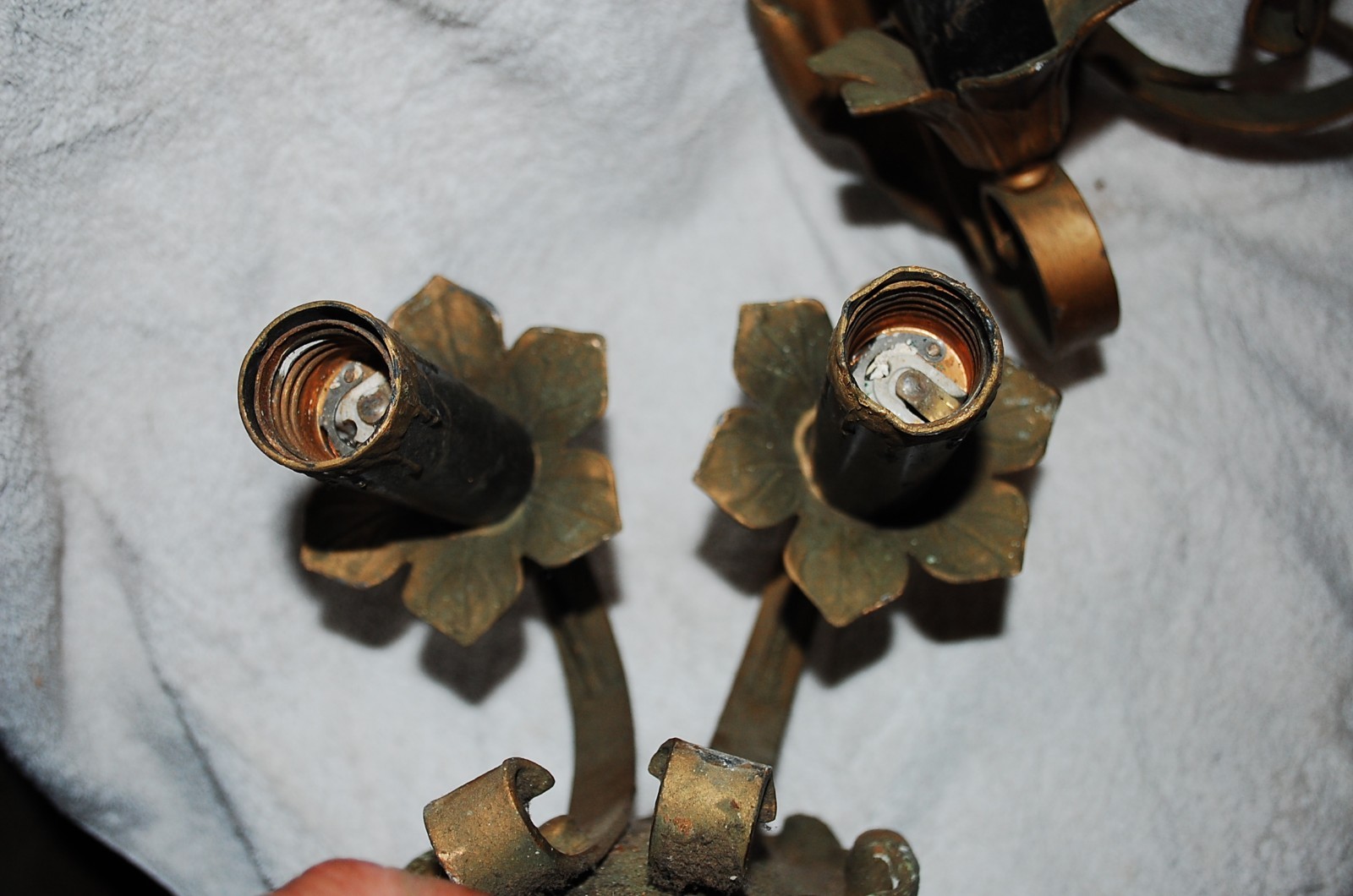 2 Vintage Cast iron and wrought iron wall sconces ornate