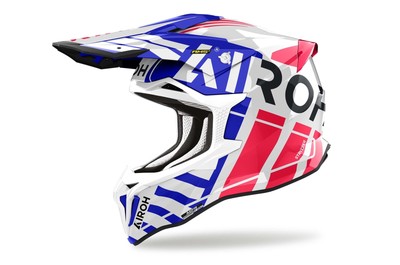 Airoh Helmet 2024 Strycker Brave Blue Red Gloss Composite Carbon MX Motocross
