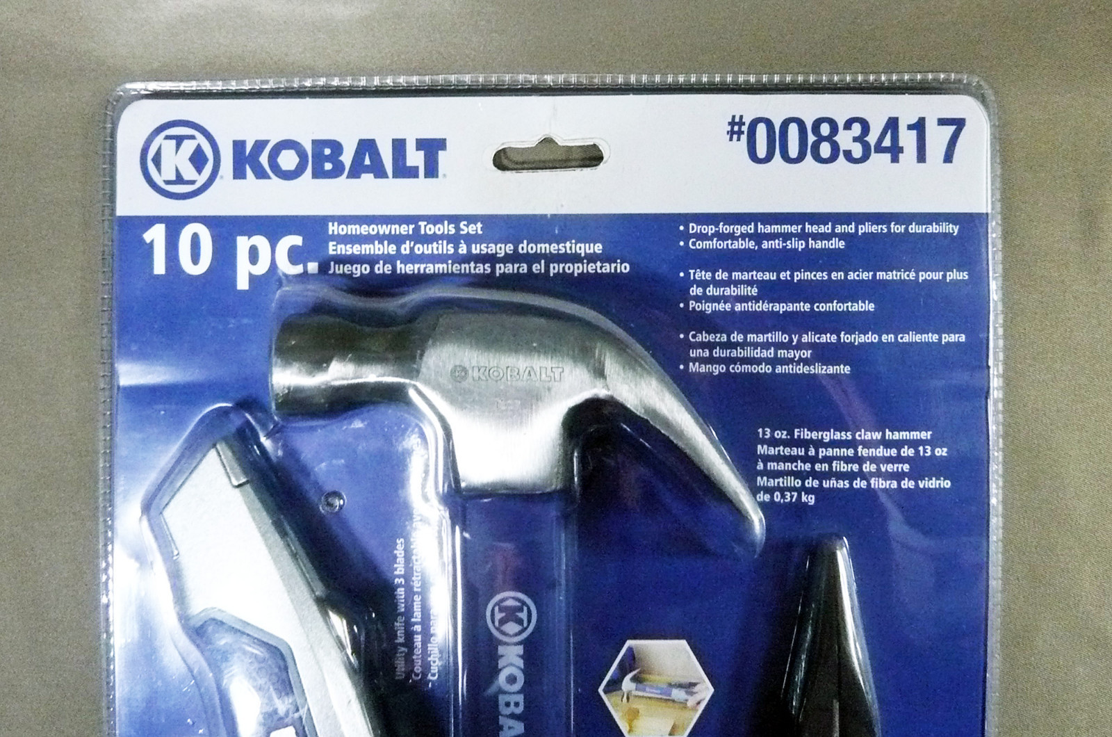 NEW ~ KOBALT ~ HOMEOWNER ~ MULTI PC TOOLS SET ~ hammer screwdriver pliers & more