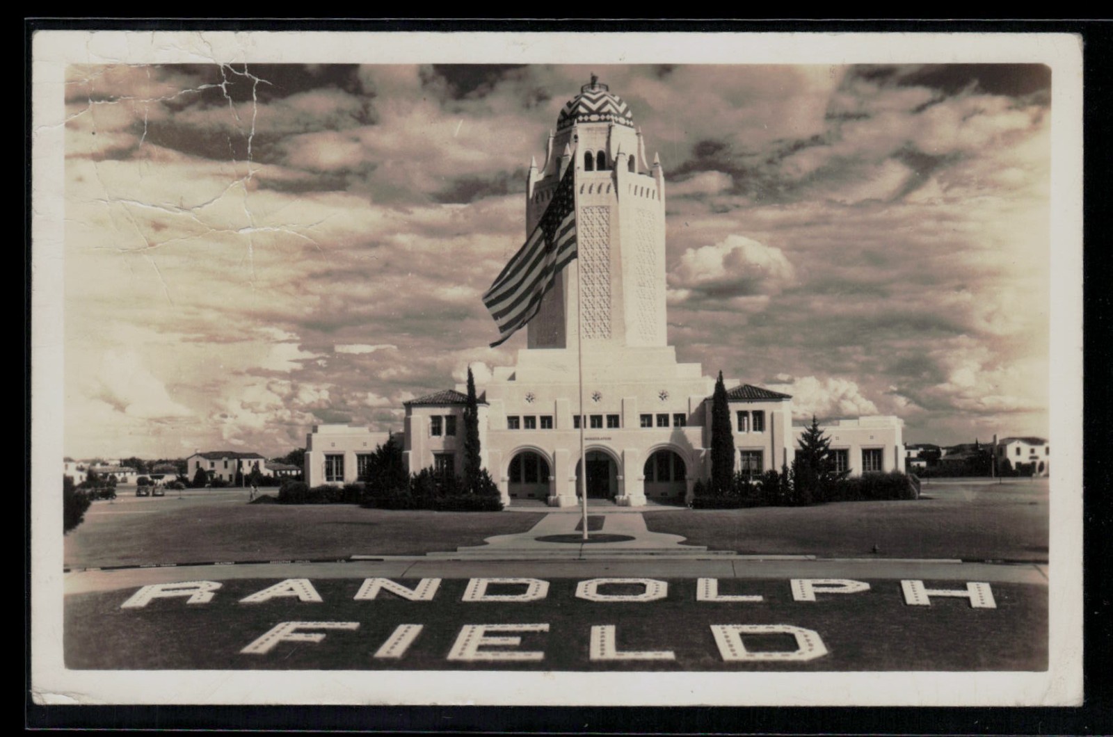 RPPC Postcard Randolph Field Texas 1942 Postmark from Airport  Creases in Corner