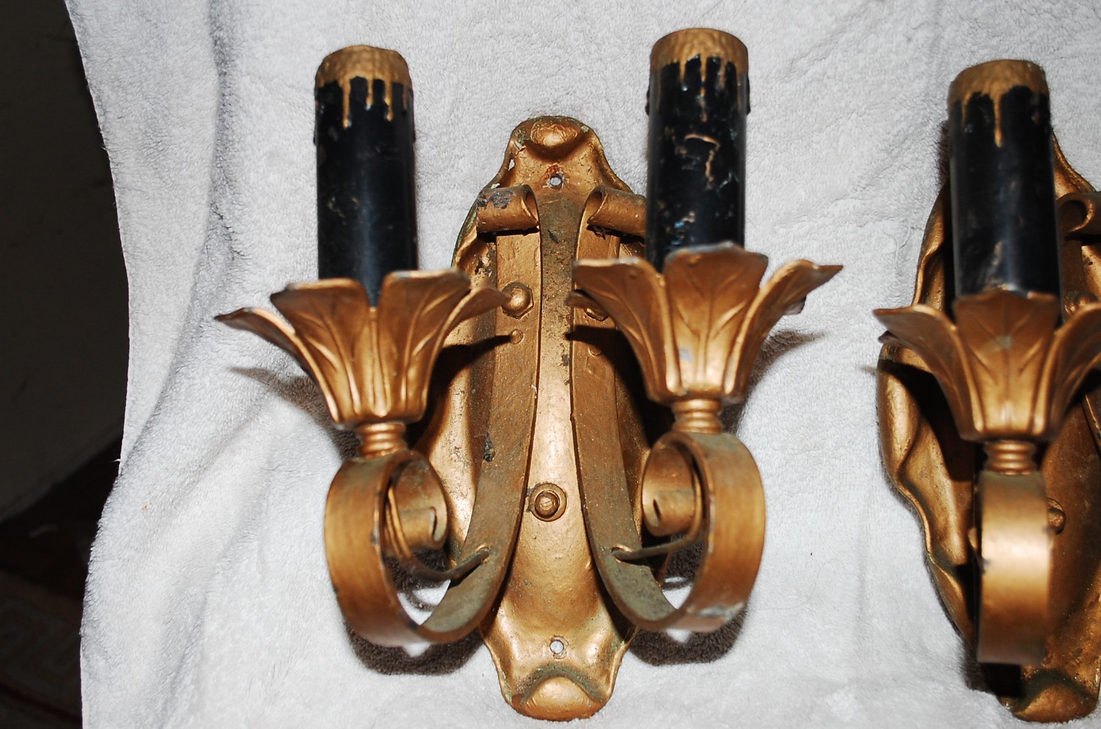 2 Vintage Cast iron and wrought iron wall sconces ornate