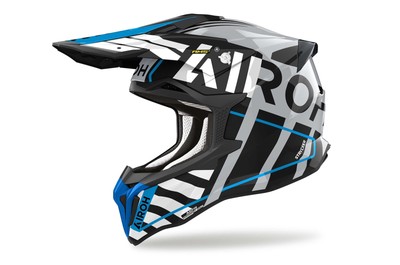 Airoh Helmet 2024 Strycker Brave Blue Grey Gloss Composite Carbon MX Motocross
