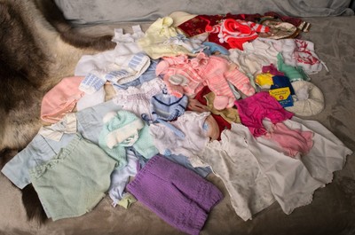 Lot of Vintage Doll  Baby Clothes For Newborn Dolls and Smaller Variety