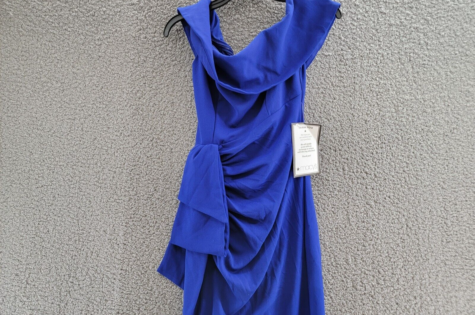 XSCAPE Off-The-Shoulder Gown Women's 4 Marine Hight Front Slit Back Zip Closure - Picture 3 of 15