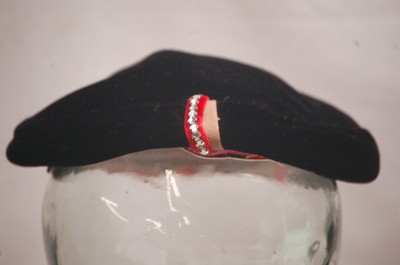 Old Vintage Ladies Black Velvet Pillbox Hat w Rhinestones & Combs by Miss Irene
