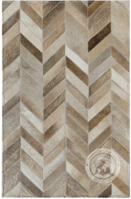Real Cowhide Patchwork Rug Chevron Light Tones- Size 22x34''  Door Mat / Bed side