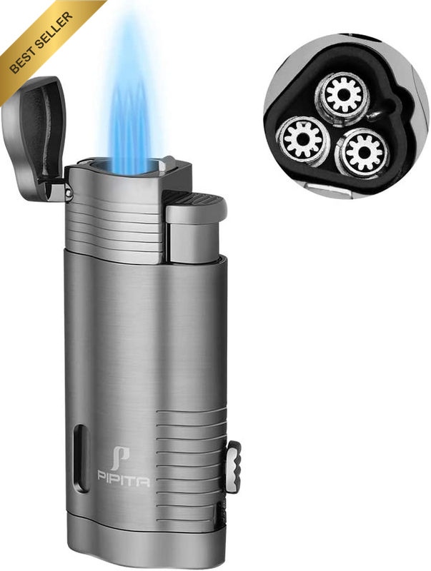 Torch Lighter Windproof Triple Jet Blue Flame Butane Gas Lighters Refillable Tor