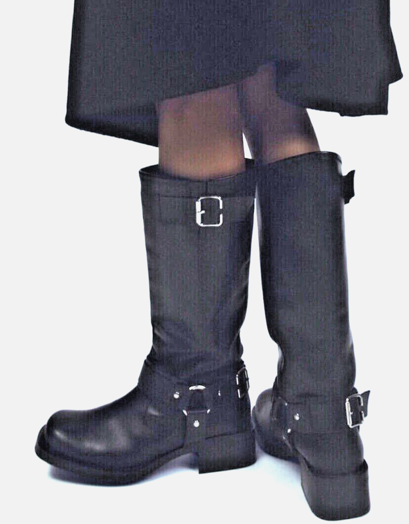 ZARA biker boots Real Leather shoes knee height boots EU 40