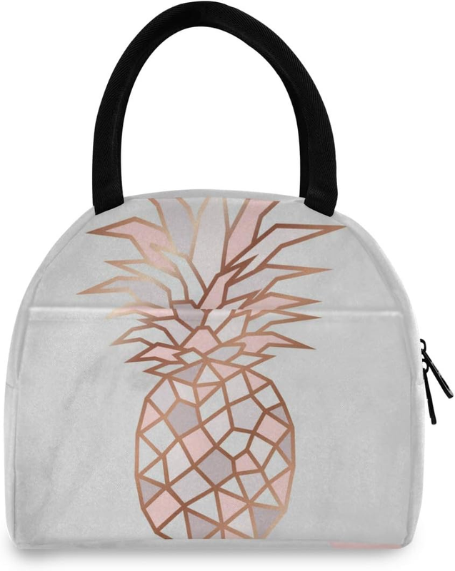 Lunch Bag, Pineapple Marble Background Insulated Lunch Box Cooler Bag Tote Bag f