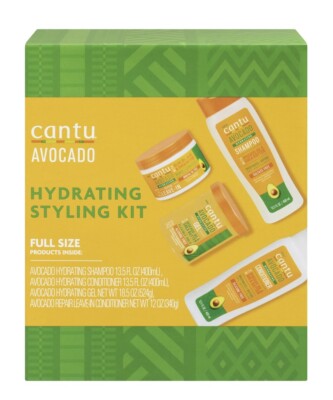 Cantu Avocado Hydrating Styling Kit Full Size Shampoo Conditioner Gel 4-Pc Set