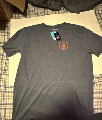Volcom - Men's Recursion SS HTHR T-Shirt - LARGE - Gray w/ Graphic Print, Short