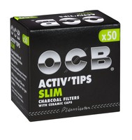 1 Packung (50 Filter) OCB Activ'Tips SLIM-Aktivkohlefilter mit Keramikkappen