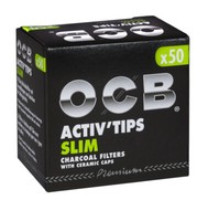 4 Packungen (200 Filter) OCB Activ'Tips SLIM-Aktivkohlefilter mit Keramikkappen