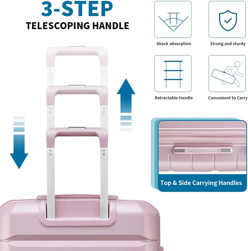 Luggage Sets 3 Piece Hard Shell Polypropylene Suitcase with TSA Lock Spinner Car
