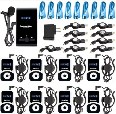 EXMAX ATG-100T 195MHz Wireless Tour Guide Audio Transmission System 8 Reciever 