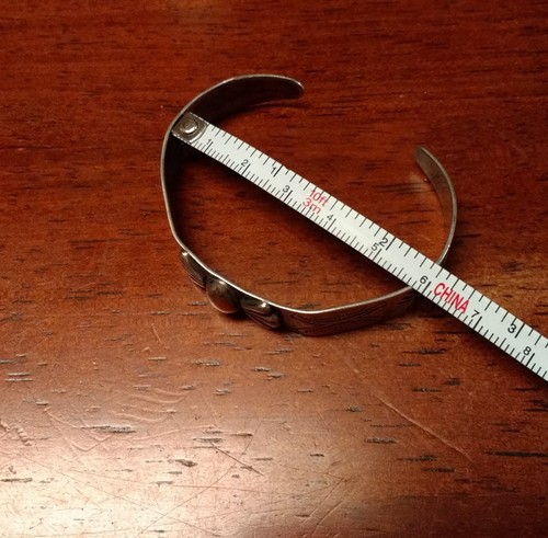 Vintage IH Indian Handmade Coin Silver Cuff Bracelet