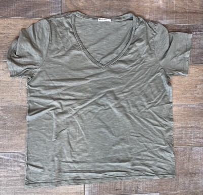 Marine Layer T-Shirt Women s Pima Modal Cotton V-Neck Short Sleeve Soft Khaki B1