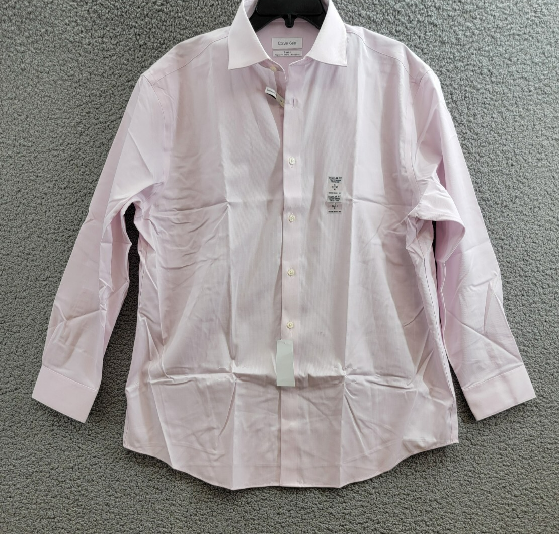 Calvin Klein Steel Plus Regular Fit Modern Pin Cord Dress Shirt Men's 17 32-33 - Picture 2 of 16