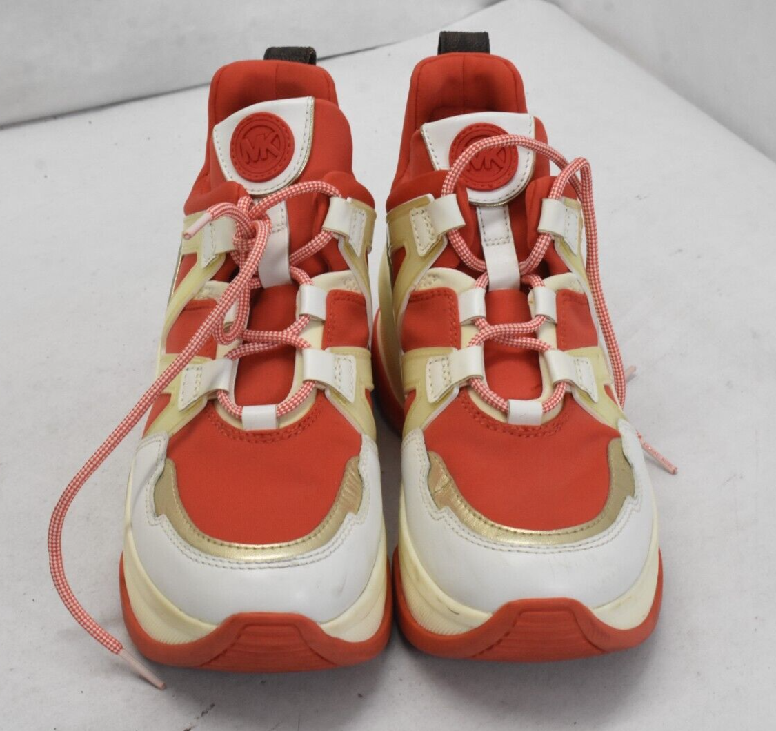 Michael Kors SG19B Olympia Orange Sneakers White Chunky