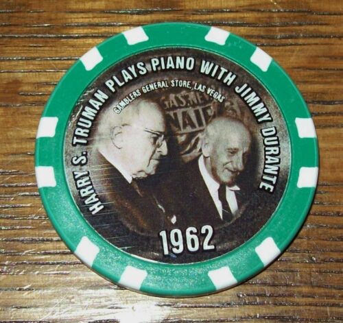 Harry Truman Plays Piano Jimmy Durante Casino Las Vegas Poker Chip 1962 Photo 