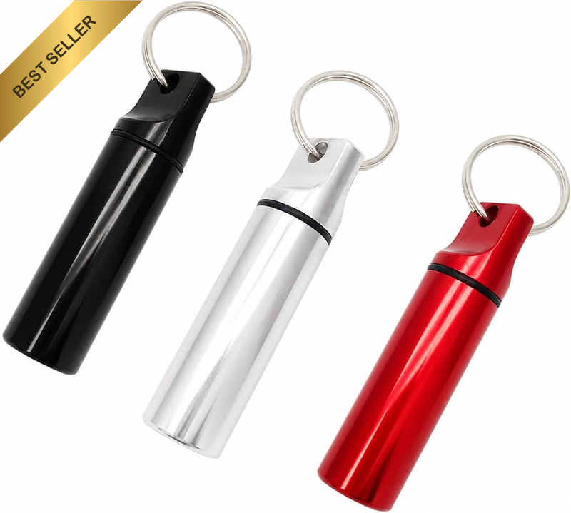 3 Pack Pill Box Keychain Mini Aluminium Alloy Travel Pill Holder