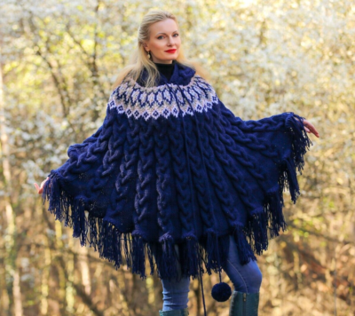 Blue shop poncho sweater